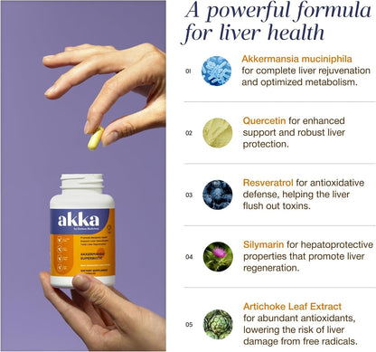 AKKA Akkermansia Probiotic, Liver Cleanse, Detox & Repair, Non-GMO 60 Caps